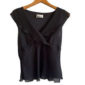 IN Studio Womens Black Chiffon Babydoll Tank Top Size M Dark Romantic Dainty